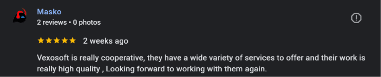 Google review for Vexosoft from Masko